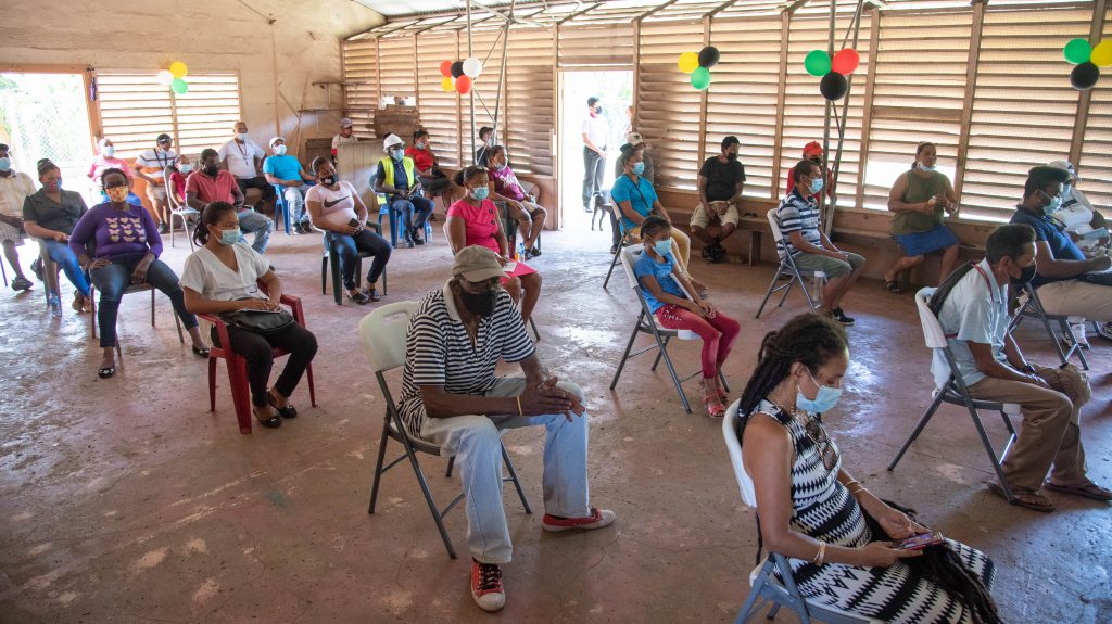 Residents gathered at the Matthews Ridge Multipurpose Centre