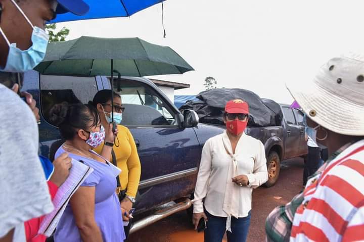 Minister of Amerindian Affairs, Pauline Sukhai interacts with residents during a outreach in Region Eight