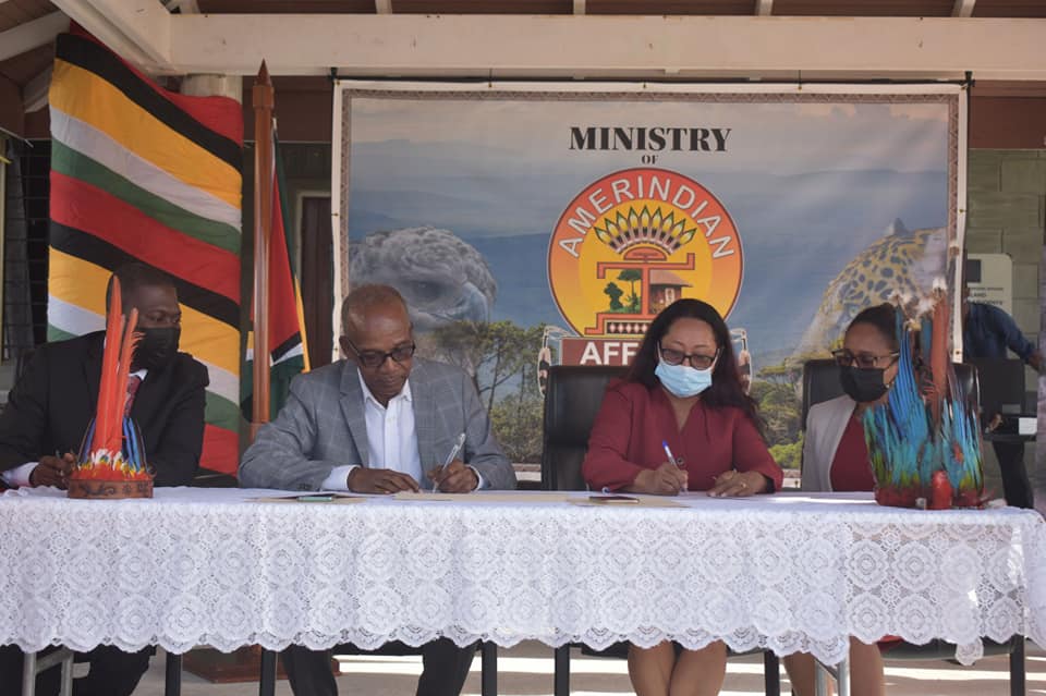 Ministers Hon. Pauline Sukhai and Hon. Joseph Hamilton officially signs the MOA for the training programme.