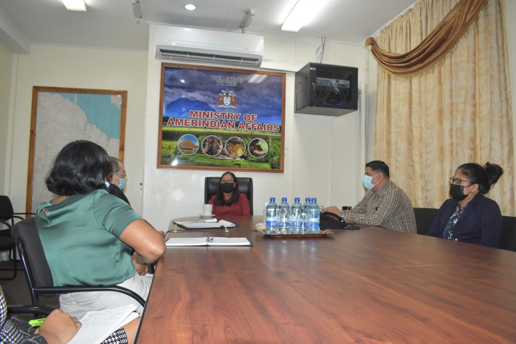 Minister of Amerindian Affairs, Hon. Pauline Sukhai engages High Commissioner H.E Mark Berman during the courtesy visit.