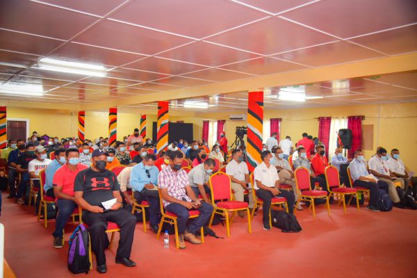 The gathering of Toshaos on day one of the Regional Toshaos Meetings in Lethem, Region Nine